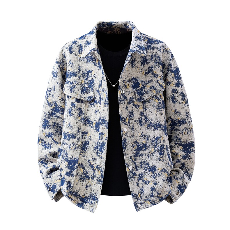 可二开定制扎染雾霾小香风面料大码M-5XL夹克男JK78082P79控128，男装夹克，星座227-7