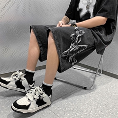 男士短裤ins潮牌五分裤夏季宽松运动休闲牛仔裤XD22935-P45，男装牛仔裤，电商A042