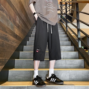QK72131-P25 冰丝七分裤男大码速干短裤男五分裤 港风风格图片
