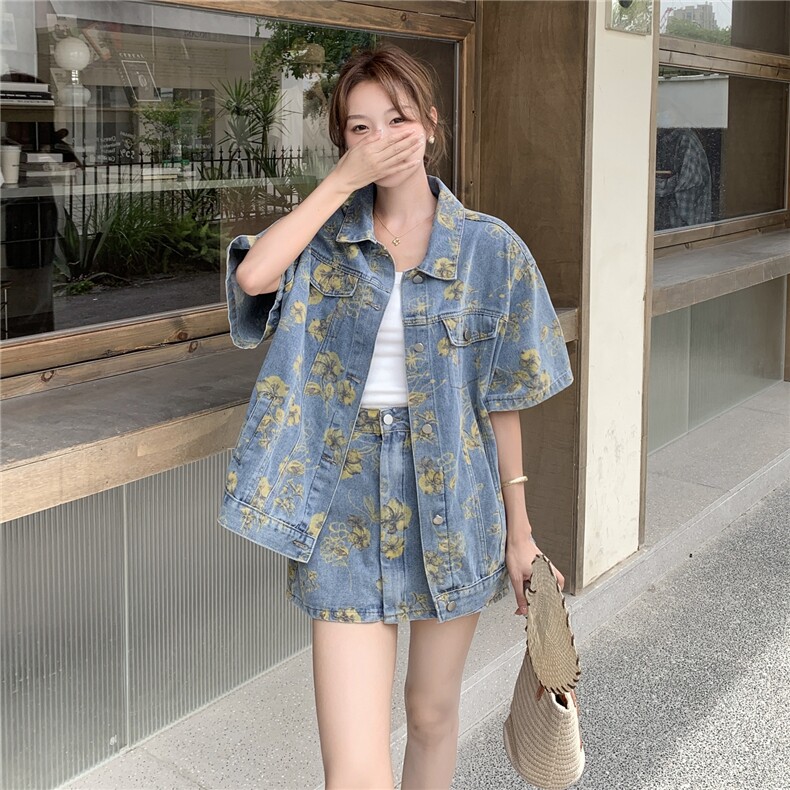 现货炸街牛仔碎花套装2C105-1059-P145-K218,女装套装/套裙,2C105