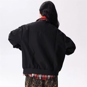 格子拼接假两件外套男潮牌设计夹克春季时尚情侣棒球服HH650 P68图片