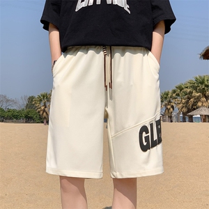 三道杠短裤男重工发泡立体印花五分裤衩-2411-P22-控48-重磅300g图片