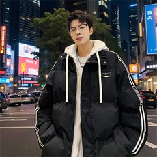 棉衣男冬季新款港风K宽松假两件宽松连帽学生棉服MY8882-P82，男装棉衣，星座214-3