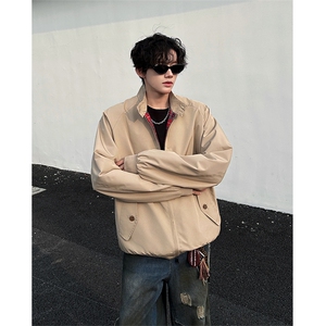8XL-M美式复古棒球服外套男特大码潮牌双拉链立领夹克衫JK005P85图片