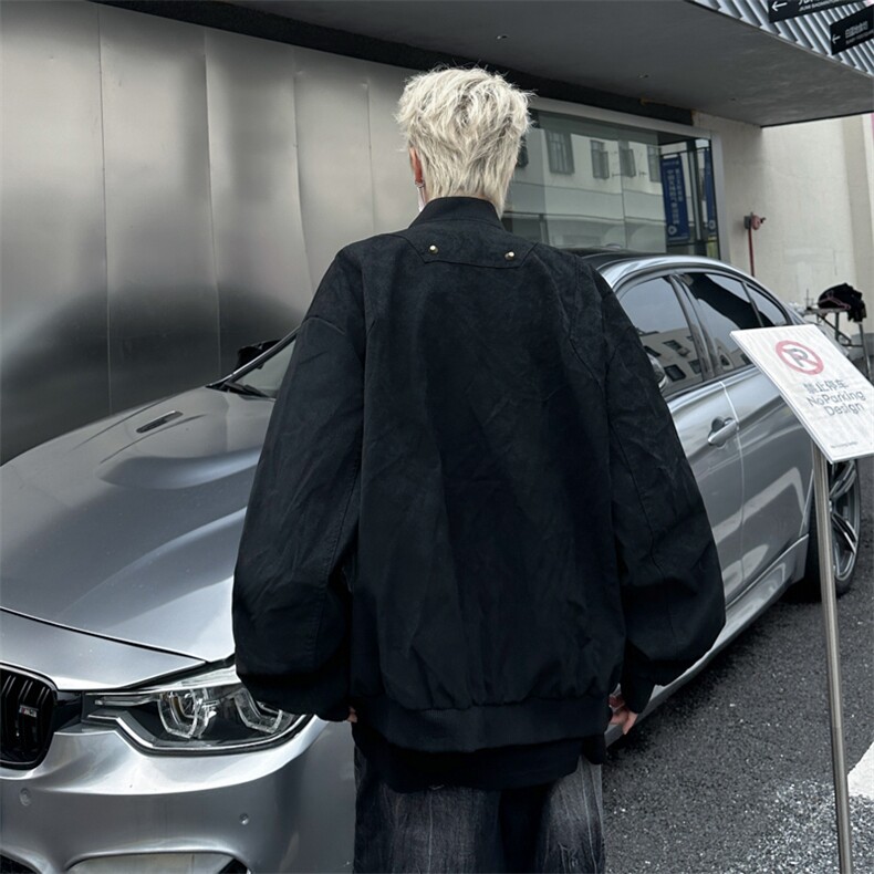 美式复古工装夹克男女春秋做旧宽松休闲情侣短款外套上衣,男装夹克,星座410-6（原星座1304-1）