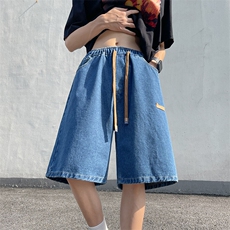 抖音得物品质男士五分裤潮流休闲水洗牛仔短裤NZ2002-P35限58，男装牛仔裤，星座1103