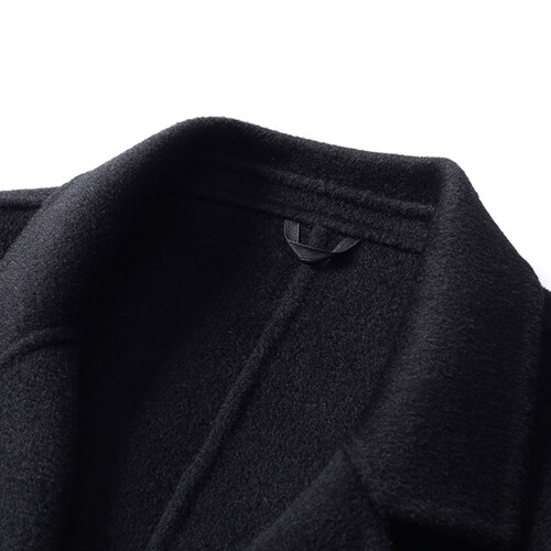 澳洲羊毛大衣男长款西服领中年男士休闲毛呢外套MNSA2291-P480图片