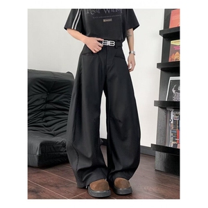 复古廓形弯刀棕色牛仔裤男女显瘦cleanfit解构阔腿香蕉裤子K55P55图片