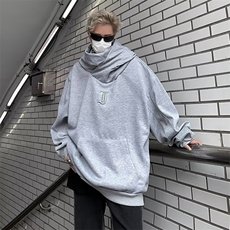 新款美式高街机能风外套高领连帽卫衣男女加绒外套Y868-P48绒55，男装卫衣，星座1008