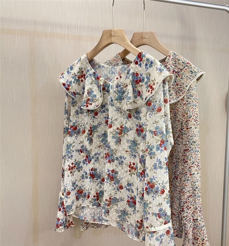 【现货】新款出货雪纺防晒碎花上衣重工珍珠款，女装，Yibee