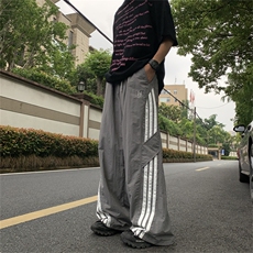 XZ-221-1/K9851/P55控78美式复古阔腿直筒条纹运动工装休闲裤，男装工装外套，星座221-1