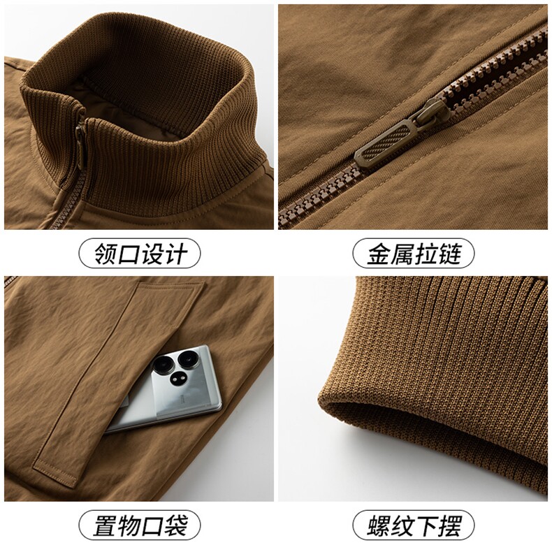 男士巴恩风美式复古春秋百搭飞行服收口袖立领夹克W108P70,男装夹克,电商D325
