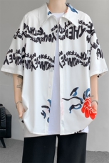 8XL-M夏威夷特大码冰丝垂感衬衫男度假风短袖复古花衬衣CS511P50，男装衬衫，电商D206-1