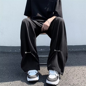 裤子男女夏季薄款美式高街直筒休闲裤痞帅垂感阔腿西裤B3060-p36图片