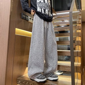 8XL-M大码美式复古斜条纹裤子加绒雪尼尔慵懒加绒休闲裤KZ1940P68图片