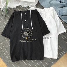 LD54163-P45连帽短袖t恤男大码胖子带帽五分袖中袖，男装T恤，电商A040