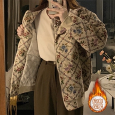 潮加厚复古牛角皮扣碎花棉女2025冬新款设计感棉服C537-120，男装棉衣，星座911-2(原星座613-2）