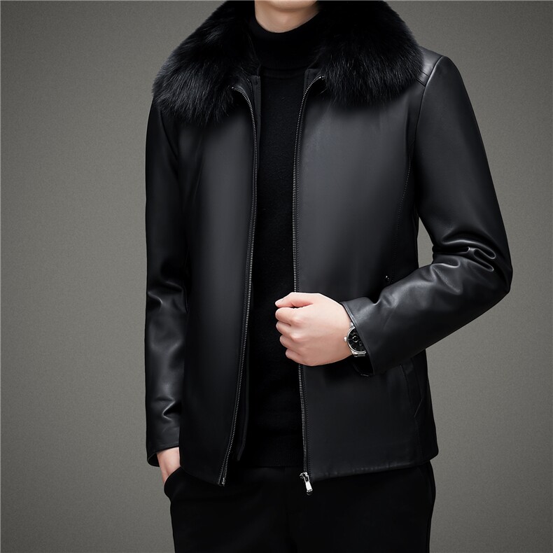 BAMJ-2218钱塘2020-2秋冬季厚款商务休闲中年男士夹克皮衣P750,男装皮衣,钱塘207-2