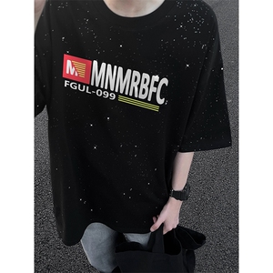 量大优供抖音视频 支持得物配合二开美式满天星亮片短袖T恤MTX558图片