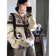 【有货】M377CC-特P65四字弟弟同款费尔岛提花圆领针织衫毛衣，男装针织衫/毛衣，星座1007（原301D）