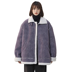 现货主推2025冬季新款宽松显瘦皮毛一体毛外套女225-2-Y208-P158，女装短外套，星座225-2