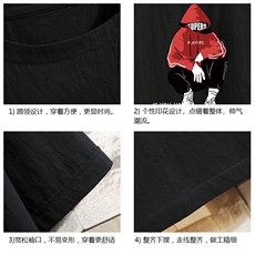 YT26051-P30亚麻短袖t恤男大码五分袖男宽松七分袖砖墙挂拍，男装T恤，电商A040A
