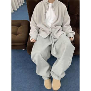 (现货)慵懒风松弛感纯色弯刀休闲运动裤图片