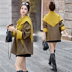 现货。现货。现货2025年秋季短外套休闲披肩围巾新款短风衣，女装短外套，艾仟回(原伊仟回)