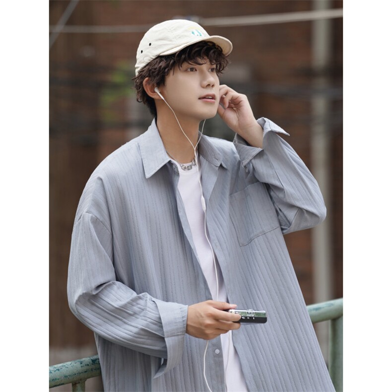 2025复古休闲港风时尚老钱风衬衣中性百搭韩版衬衫C217-TP28，男装衬衫，电商A170