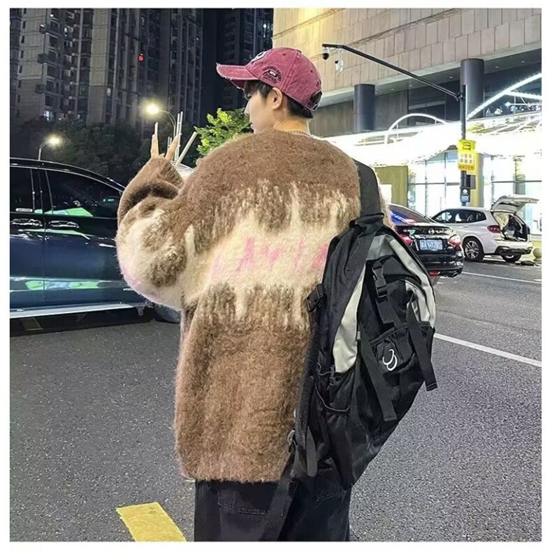 美式复古毛衣潮牌2026冬季慵懒高级感小众设计感针织衫情侣款上衣,男装针织衫/毛衣,星座506