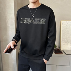 男款秋季新款圆领卫衣时尚潮流长袖套头卫T春秋打底上衣W7037-P48，男装T恤，电商A237