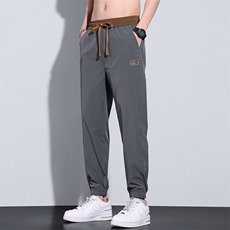 冰丝束脚裤男夏季宽松休闲裤弹力薄款刺绣拼接K2323-P40，男装休闲裤，星座815-2