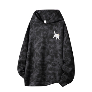 得物供货、重磅420克现货麂皮绒扎染卫衣HD019-1-WL25196ZR-P45,冷淡颜色衣服搭配图片