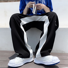 美式高街卫裤男直筒宽松百搭条纹阔腿拖地裤夏季ins潮K3444-P30，男装休闲裤，星座512-2