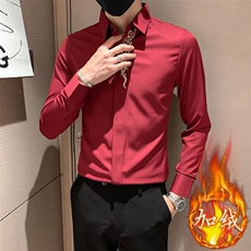 301A-1/CS310/P652025男士秋冬男社会精神小伙加绒纯色绣花衬衫，男装衬衫，星座301A-1