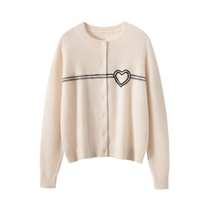 2025秋冬新款羊绒衫女100%纯山羊绒圆领简约气质针织开衫保暖外套，女装羊绒衫，戎美山