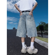特!马路景夏季破洞牛仔裤短裤宽松潮流五分裤长期有货561P39，男装牛仔裤，星座902A
