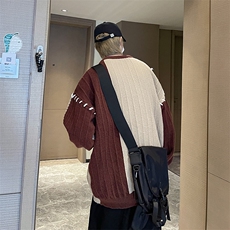 秋季新款港风美式潮牌宽松百搭拼色套头圆领毛衣男insMY1496-P50，男装针织衫/毛衣，星座313A(原308A-2)