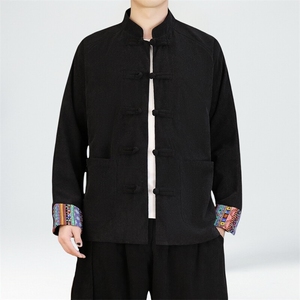 男士外套灯芯绒夹克盘扣立领唐装风 XZ1512-2502单夹克-P80图片
