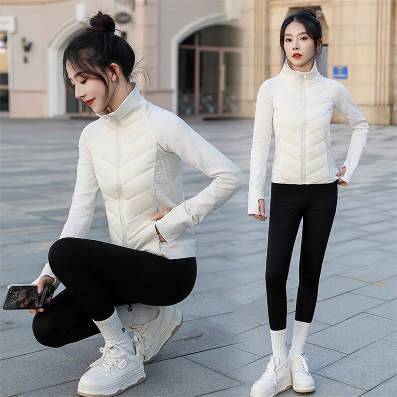 现货2024新款女冬季运动外套轻薄羽绒服长袖运动厚瑜伽服运动上衣,女装羽绒服,曼娅璐
