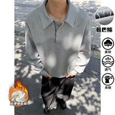 曼巴棉420g重磅加绒保暖银狐绒半拉链卫衣男W5416J加绒特P55控108，男装棉衣，电商A001-1