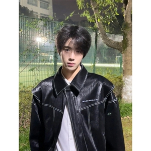 现货不缺货假两件皮衣夹克外套1209-1-JK17-P108（网图）