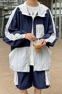 夏季夹克衫防晒服套装 运动风撞色时尚防晒衣男 XZ514-2-1610-P98图片
