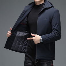 男士羽绒服可卸帽上衣冬季新款中年商务休闲男装厚款保暖外套，男装羽绒服，电商B212（原钱塘6029）