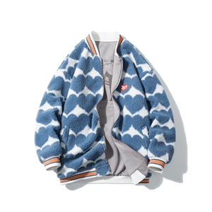 1日系白底两面穿棉衣男麂皮绒羊羔毛夹克棉服男外套8702P110控148图片