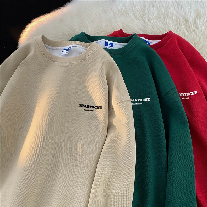 港风平铺秋装400克菠萝格长袖卫衣大码男装秋季圆领外套S247-P48，女装短外套，电商A233-1