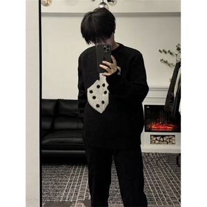 美式圆领毛衣男慵懒风休闲针织衫M8816 P42图片