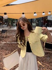 现货，下摆不规则短袖小香外套，其它，F/TU