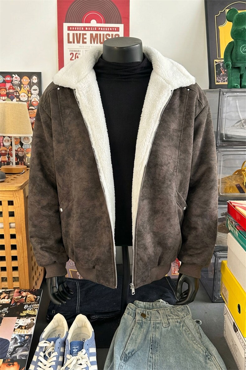 网图-美拉德巴恩风羊羔绒屋面PU皮棉服加绒保暖棉衣MP7827-特P80,男装棉衣,电商A007