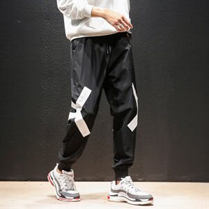 2021春季新日系松紧抽绳个性男大码贴布工艺休闲长裤K8110-P55图片